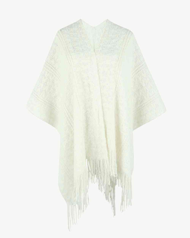 Open Front Fringe Hem Poncho