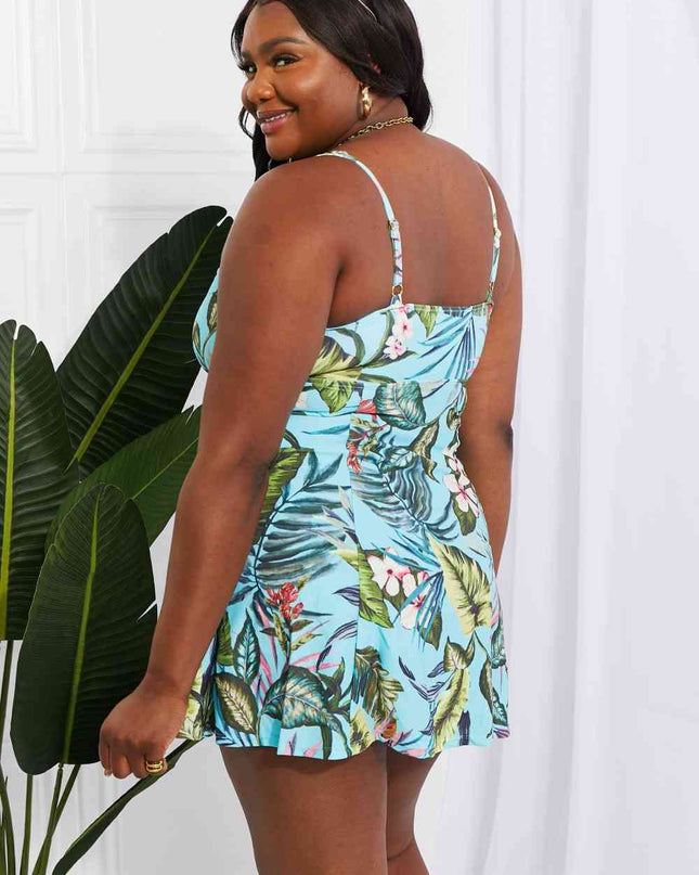 Marina West Swim Full Size Sail With Me V-Neck Swim Dress in Turquoise
