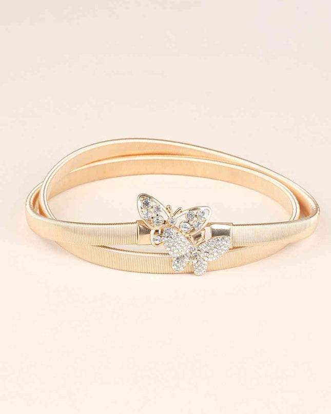 Rhinestone Butterfly Elastic Metal Belt