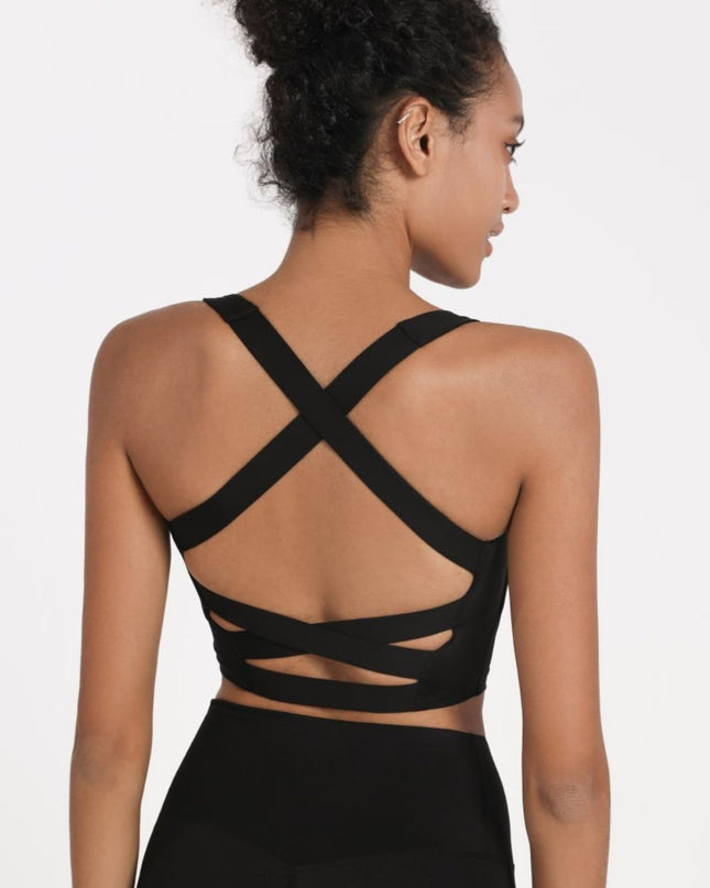 Crisscross Open Back Cropped Sports Cami