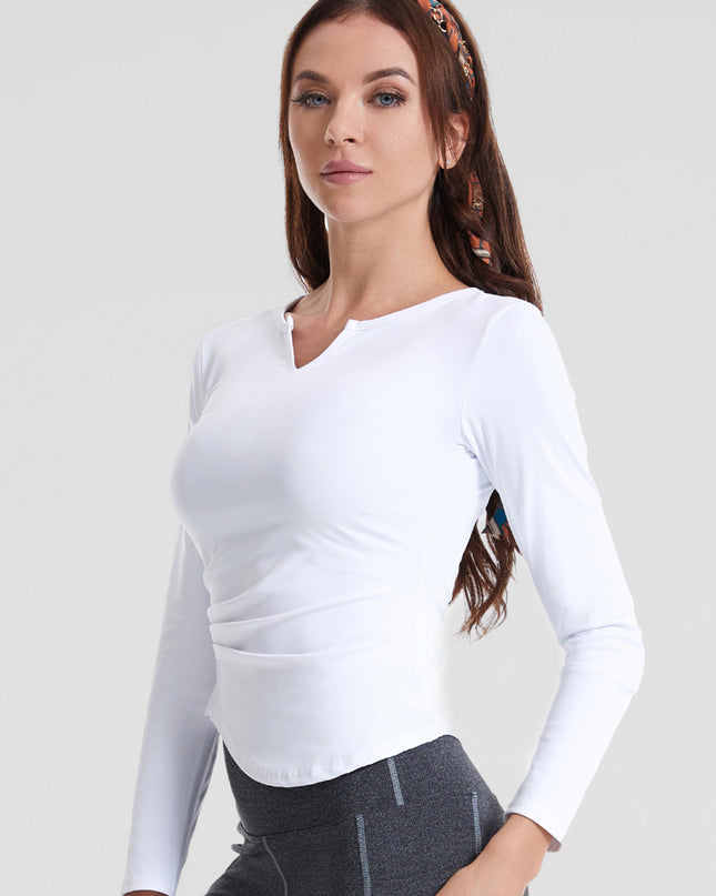 Notched Neck Ruched Sports Top