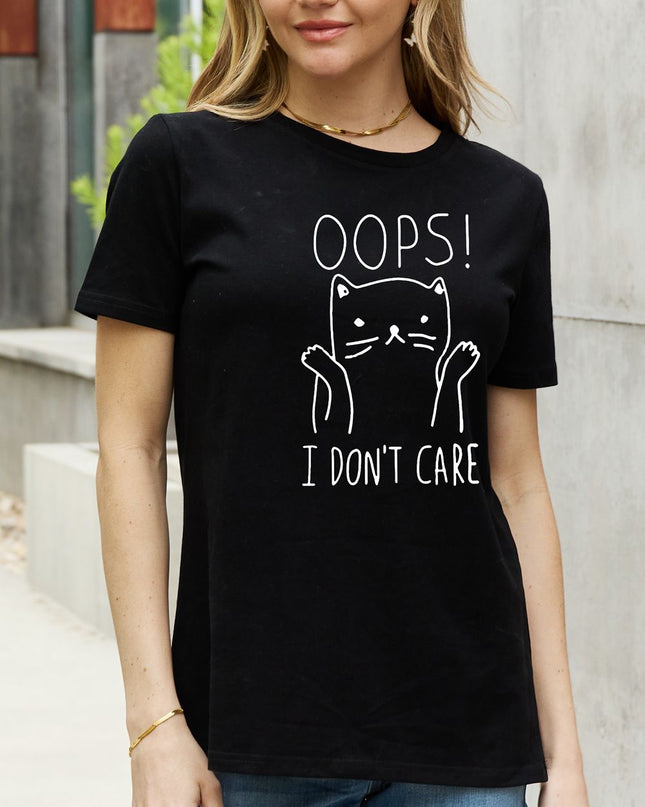 Simply Love Full Size OOPS I DON’T CARE Graphic Cotton Tee