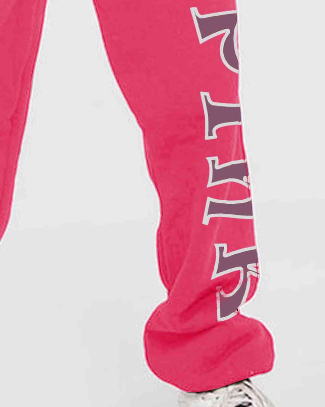 Simply Love Full Size PINK Graphic Sweatpants