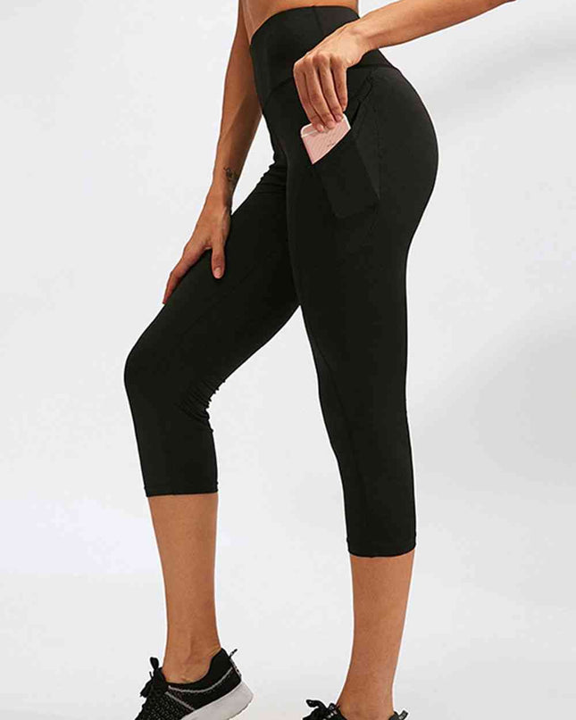 Slim Fit Wide Waistband Active Leggings with Pockets