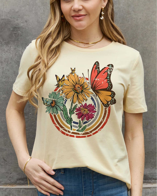Simply Love Simply Love Full Size Flower & Butterfly Graphic Cotton Tee