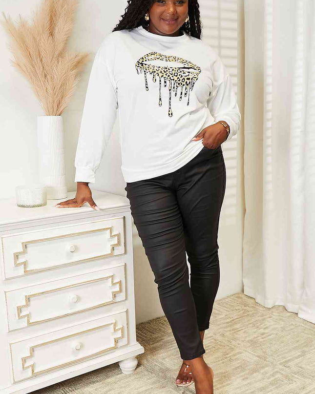 Simply Love Graphic Dropped Shoulder Round Neck Sweatshirt