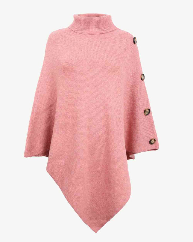 Turtleneck Buttoned Poncho
