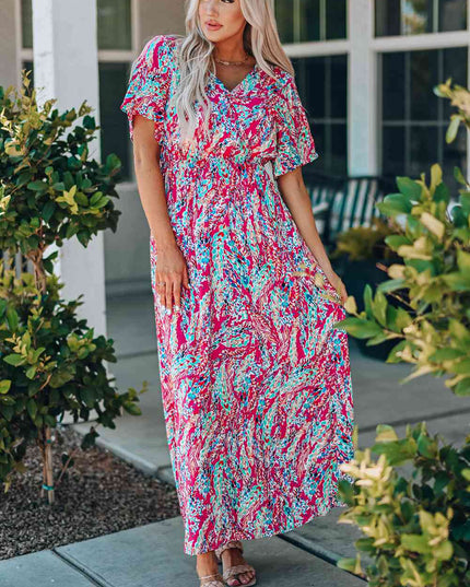 Multicolored V-Neck Maxi Dress
