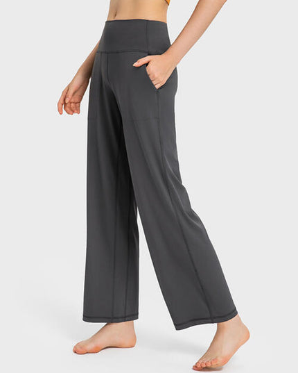 Wide Waistband Active Pants with Pockets