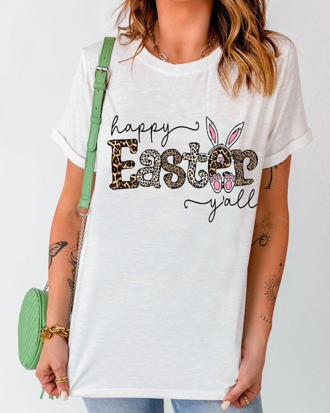 HAPPY EASTER Y'ALL Graphic Round Neck Tee