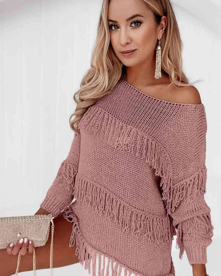 Fringe Detail Long Sleeve Sweater
