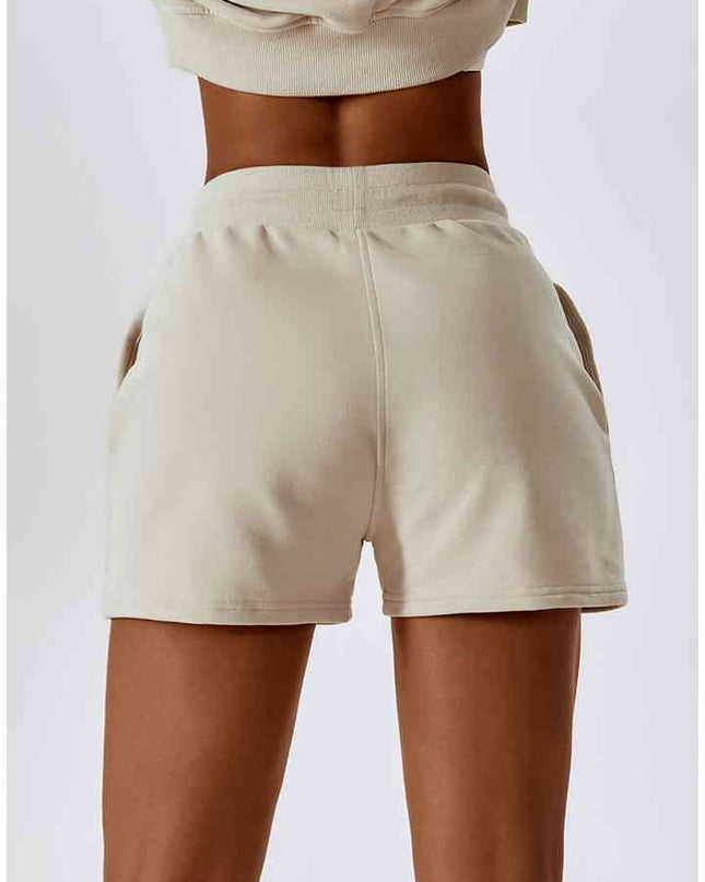 Drawstring Smocked Waist Sports Shorts