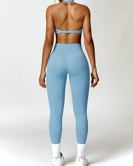 Twisted Halter Neck Bra and High Waist Leggings Active Set