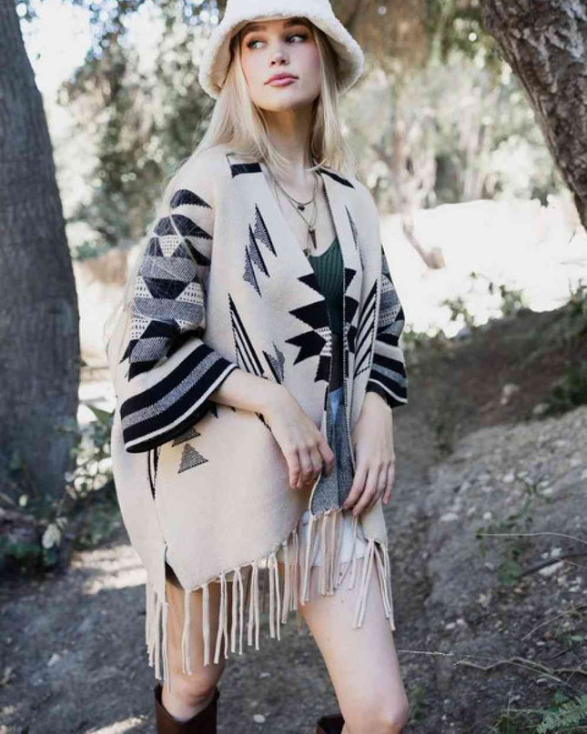 Leto Muir Woods Geometric Print Cardigan