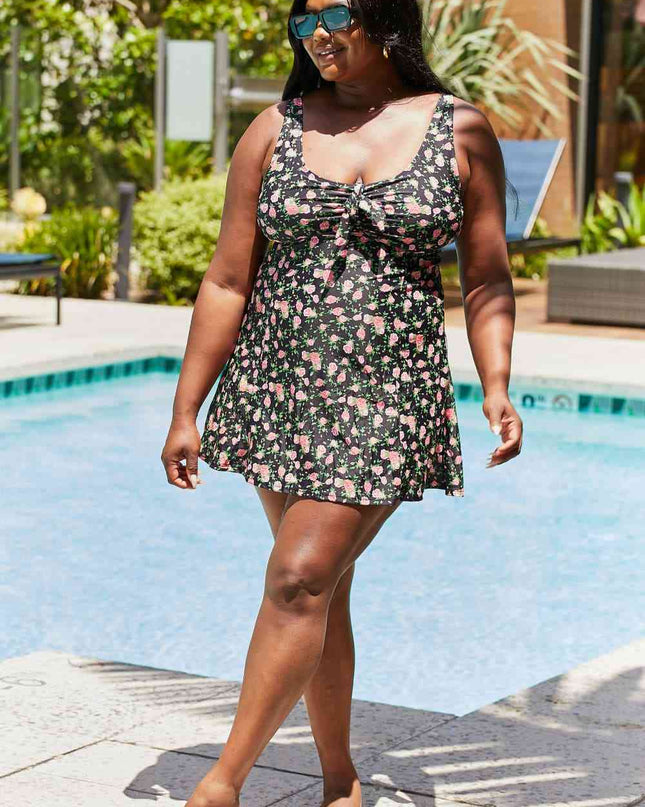 Marina West Swim Full Size Clear Waters Swim Dress in Black Roses