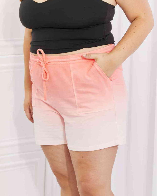 Zenana In The Zone Full Size Dip Dye High Waisted Shorts in Coral