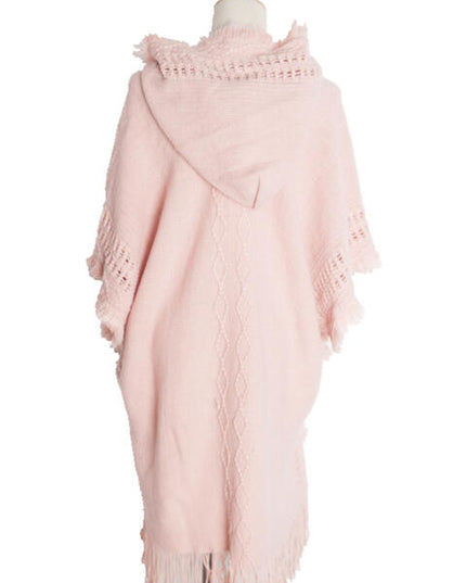 Fringe Hem Hooded Poncho