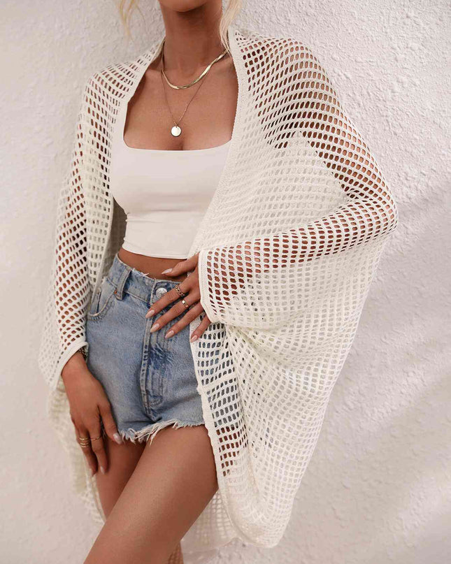 Openwork Open Front Longline Cover Up