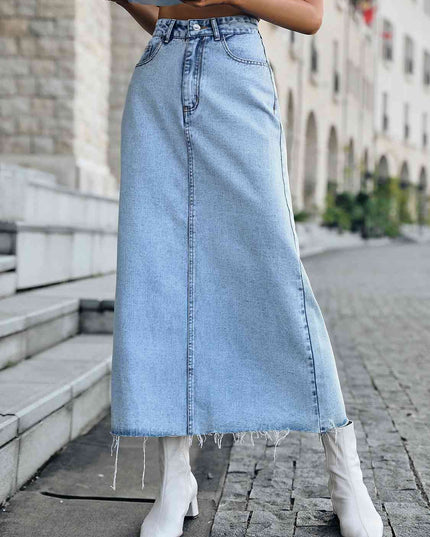 Raw Hem Denim Skirt
