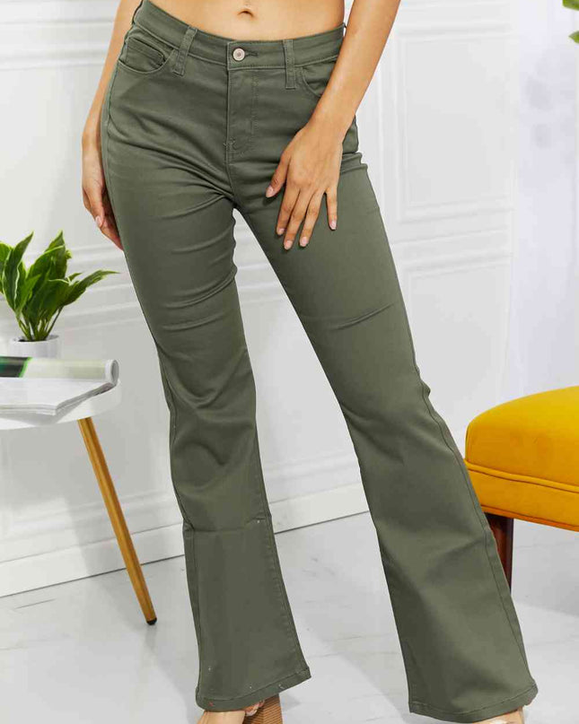 Zenana Clementine Full Size High-Rise Bootcut Jeans in Olive