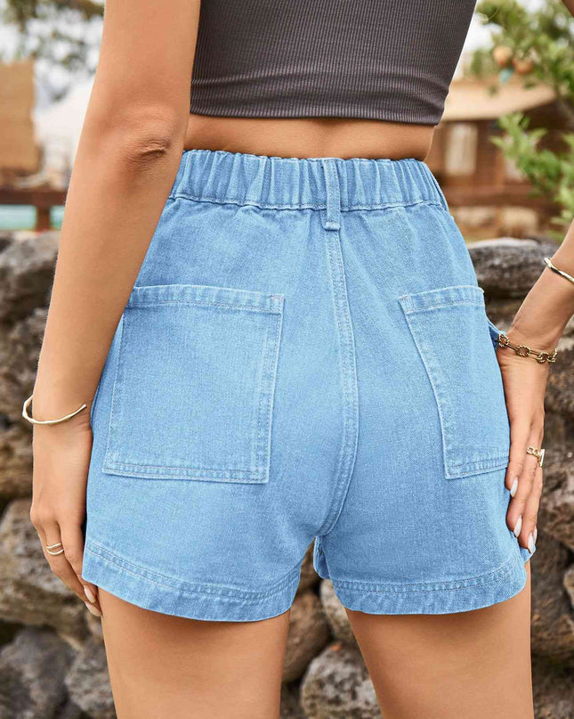 High-Waist Denim Shorts with Pockets