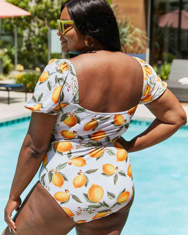 Marina West Swim Salty Air Puff Sleeve One-Piece in Citrus Orange