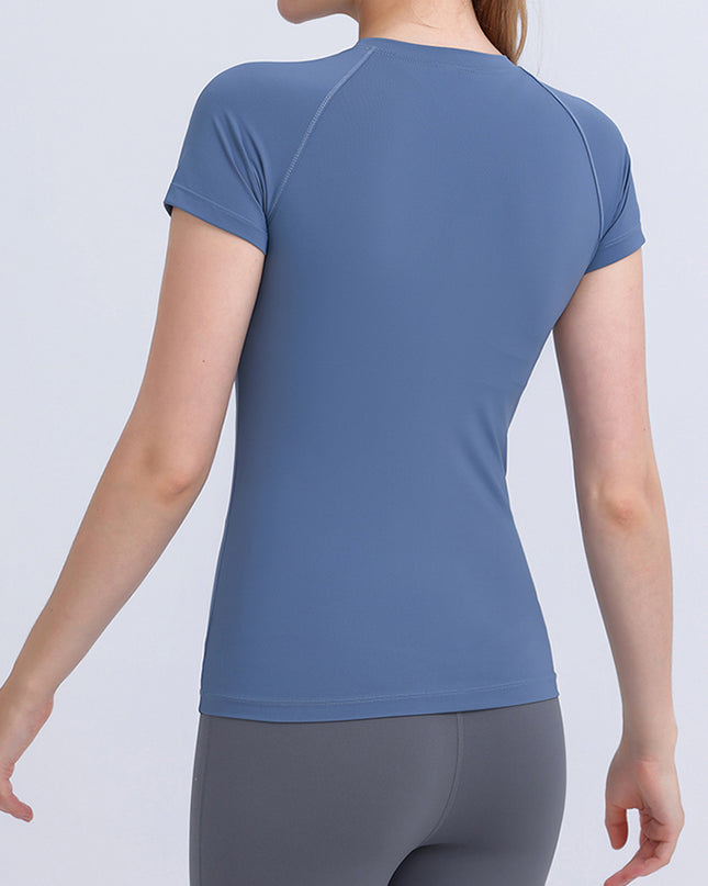Round Neck Short Sleeve Active Top