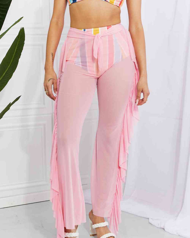 Marina West Swim Take Me To The Beach Mesh Ruffle Cover-Up Pants