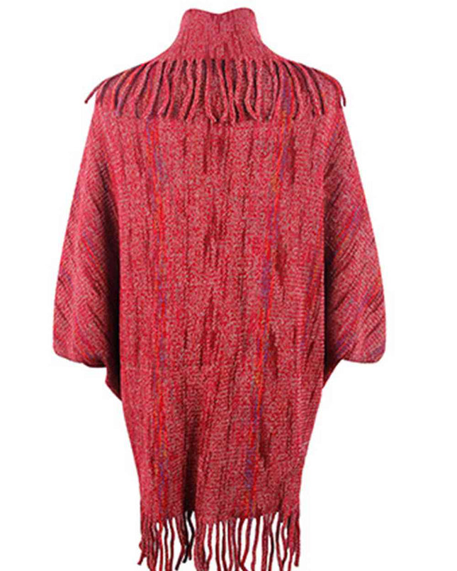Fringe Detail Printed Poncho