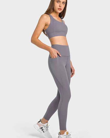 High Waist Ankle-Length Yoga Leggings with Pockets