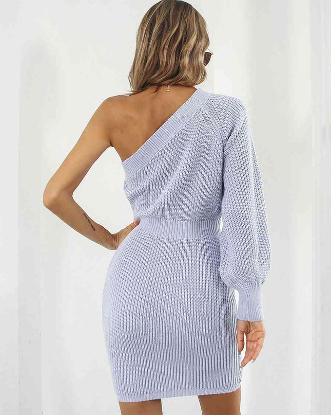 One-Shoulder Mini Sweater Dress