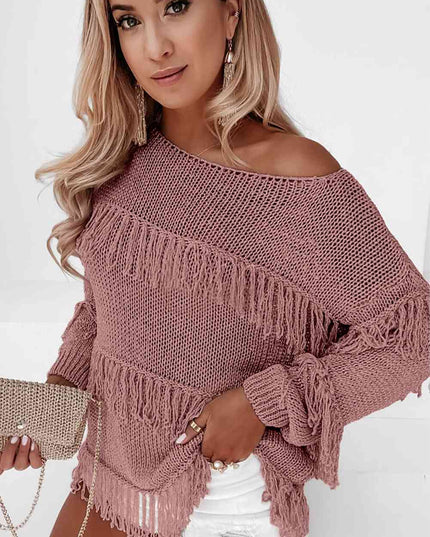 Fringe Detail Long Sleeve Sweater