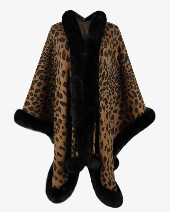 Leopard Open Front Poncho