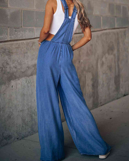 Wide Leg Denim Overalls