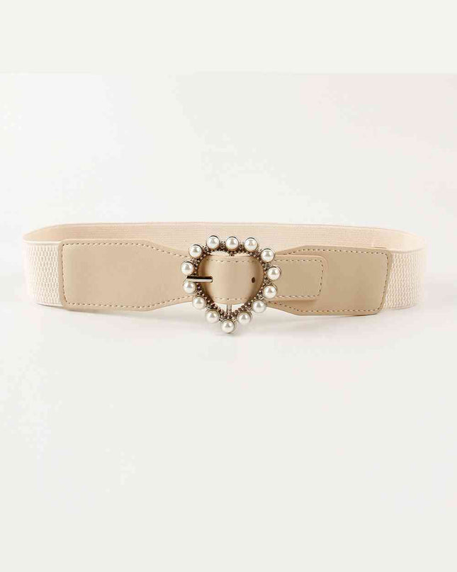 Pearl Heart Buckle Elastic Belt