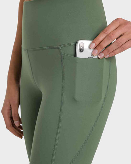 High Waist Ankle-Length Yoga Leggings with Pockets