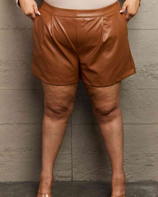 HEYSON Leather Baby Full Size High Waist Vegan Leather Shorts