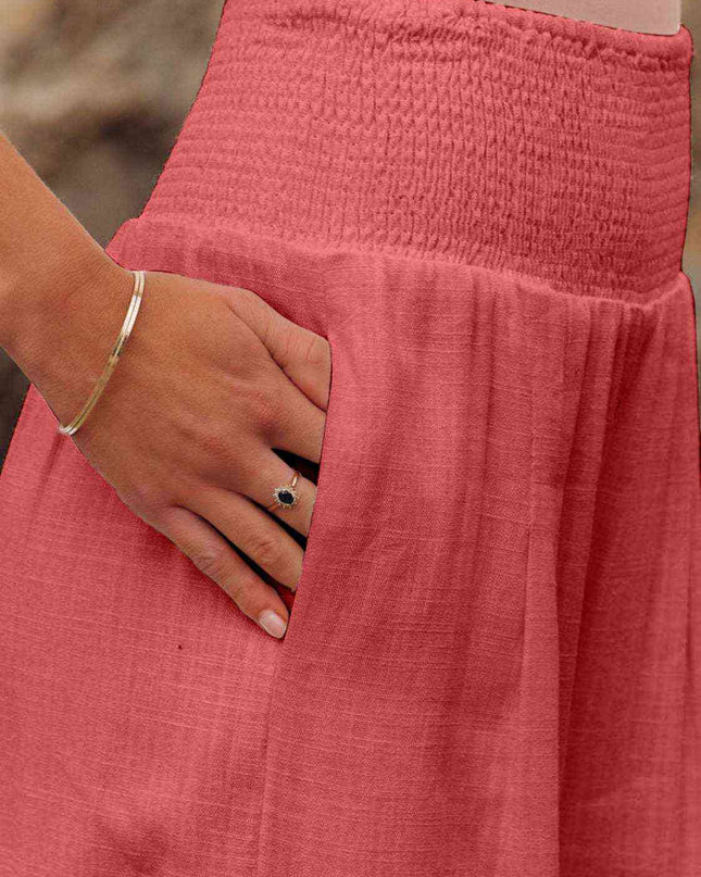 Full Size Smocked Waist Wide Leg Pants