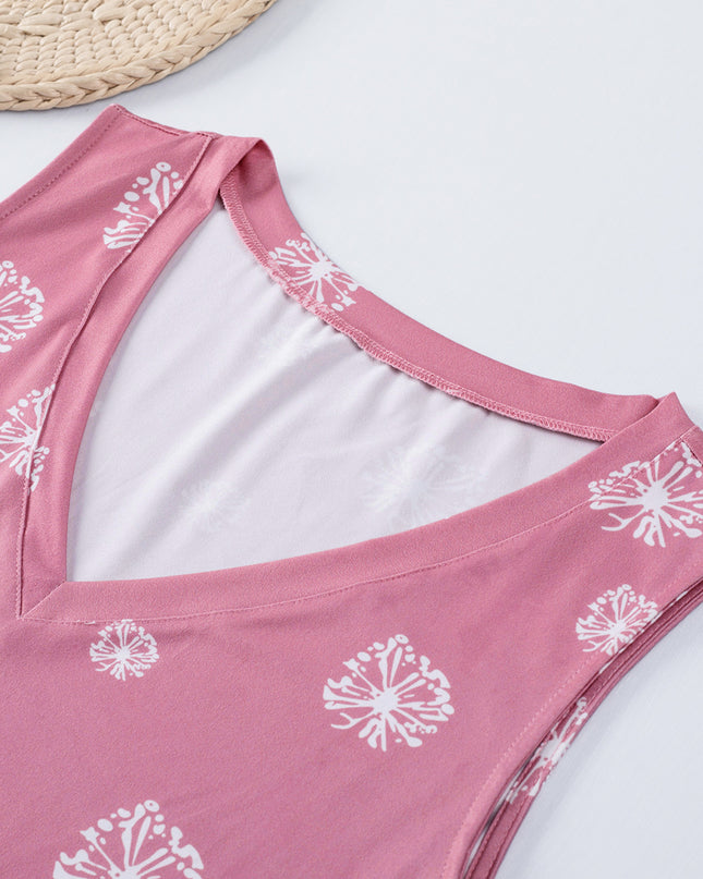 Plus Size Printed V-Neck Tank