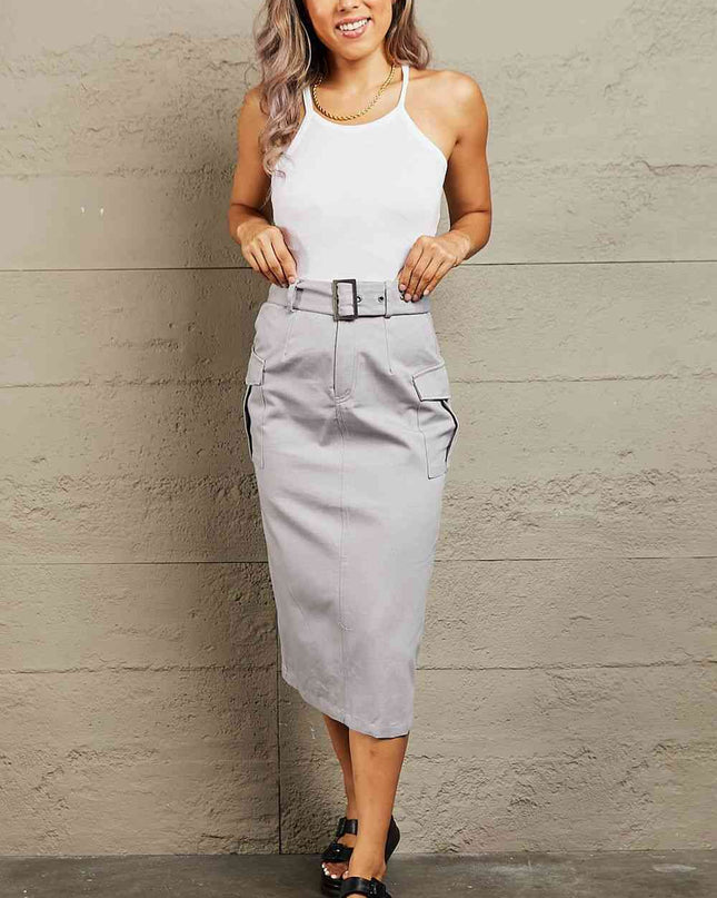 HYFVE Professional Poise Buckled Midi Skirt