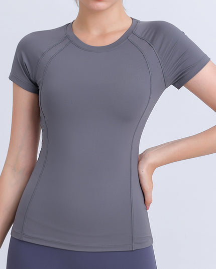 Round Neck Short Sleeve Active Top