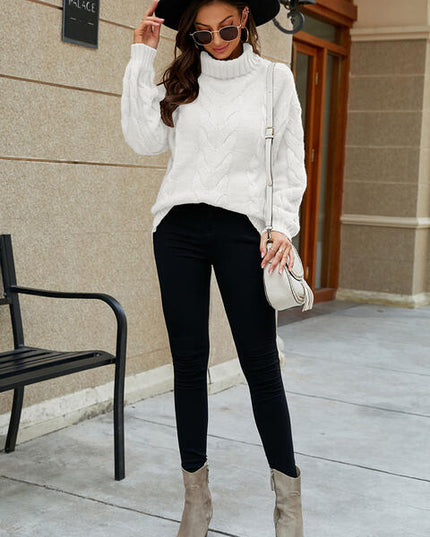 Cable-Knit Turtleneck Sweater