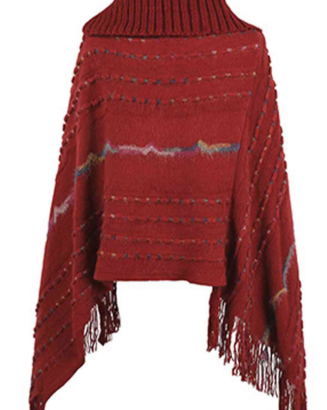 Cloak Sleeve Fringe Detail Poncho