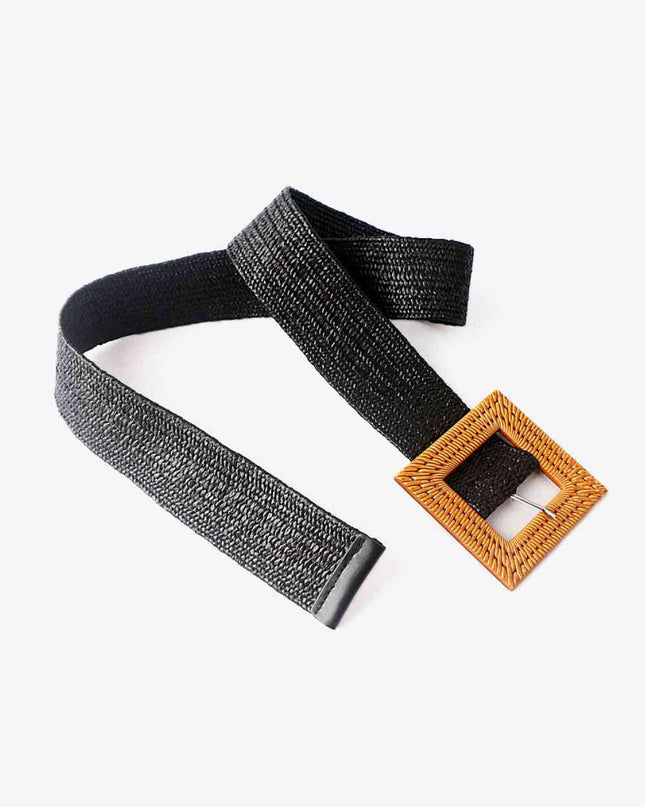 Square Buckle Elastic Braid Belt