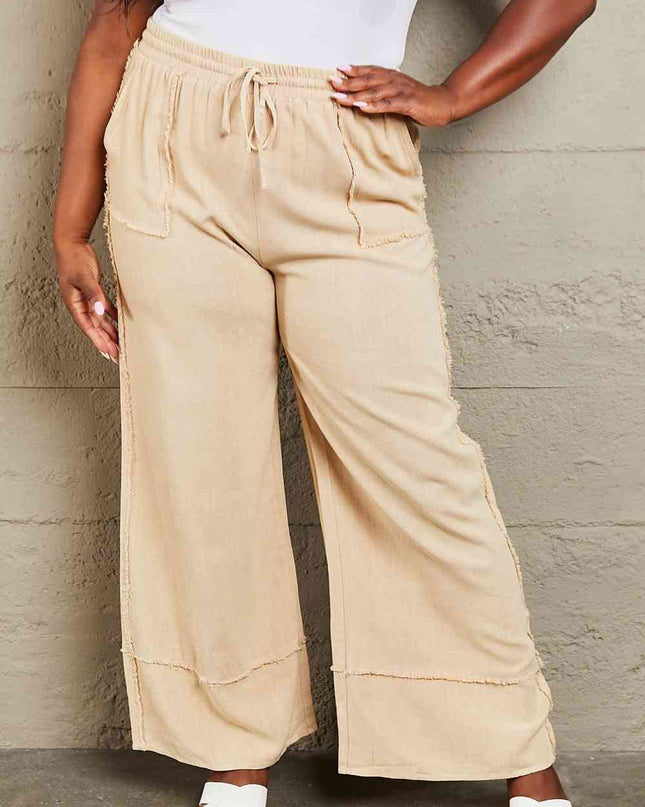 HEYSON Love Me Full Size Mineral Wash Wide Leg Pants