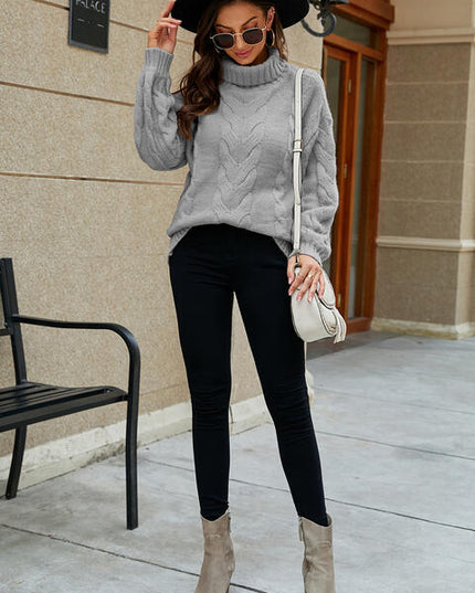 Cable-Knit Turtleneck Sweater