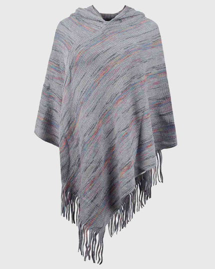 Fringe Hem Hooded Poncho