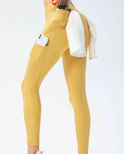 Full Size Slim Fit High Waist Long Sports Pants with Pockets