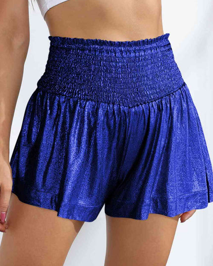 Glitter Smocked High-Waist Shorts