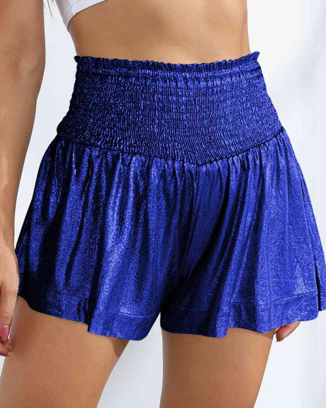 Glitter Smocked High-Waist Shorts